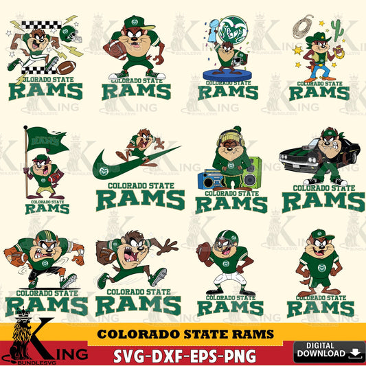 Colorado State Rams Taz Football NCAA Bundle SVG file, Cut file  , Digital Download , Instant Download, Taz svg, NCAA svg