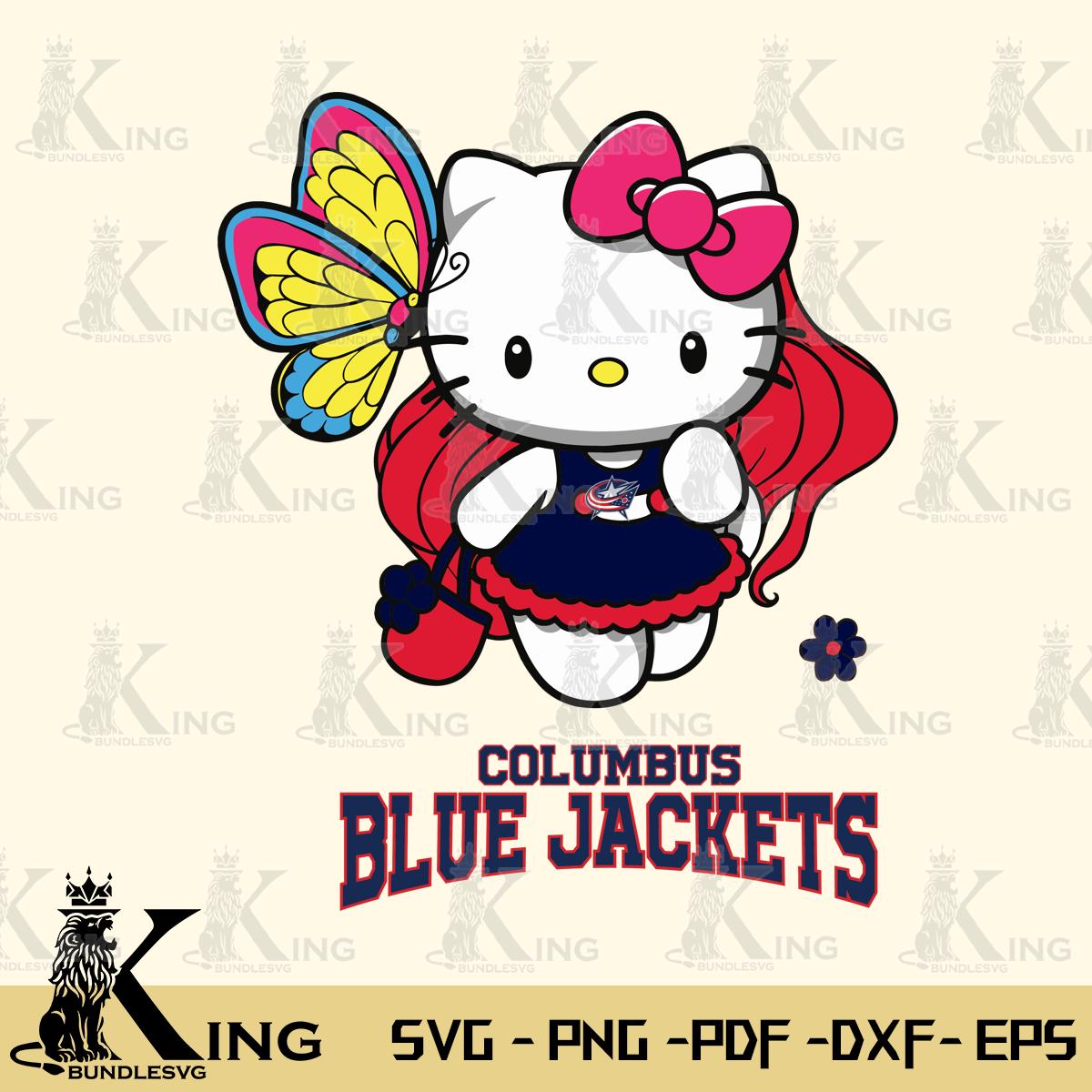 Columbus Blue Jackets Kitty Cartoon Svg Eps Dxf Png File, Digital Download