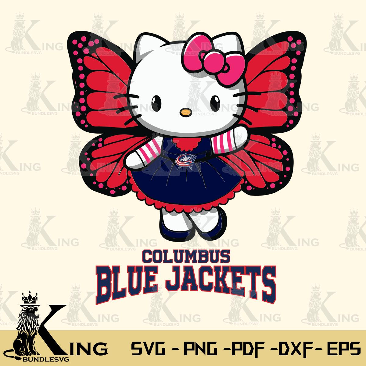 Columbus Blue Jackets Whimsical Kitty Wings Svg Eps Dxf Png File, Digital Download