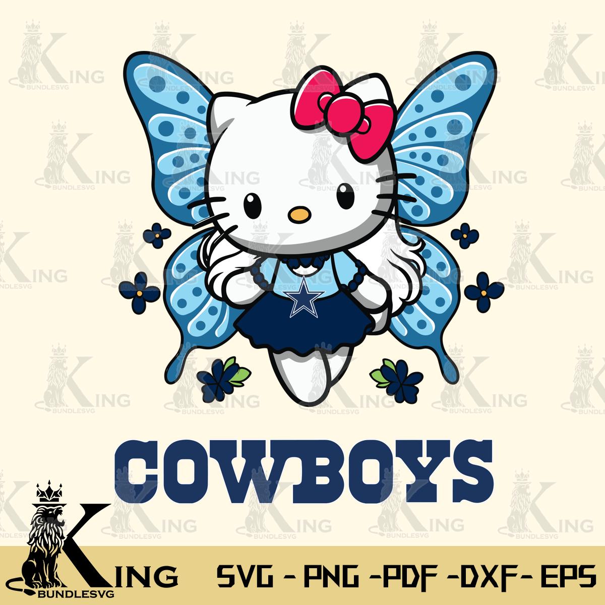 Dallas Cowboys Butterfly Kitty Charm Svg Eps Dxf Png File, Digital Download