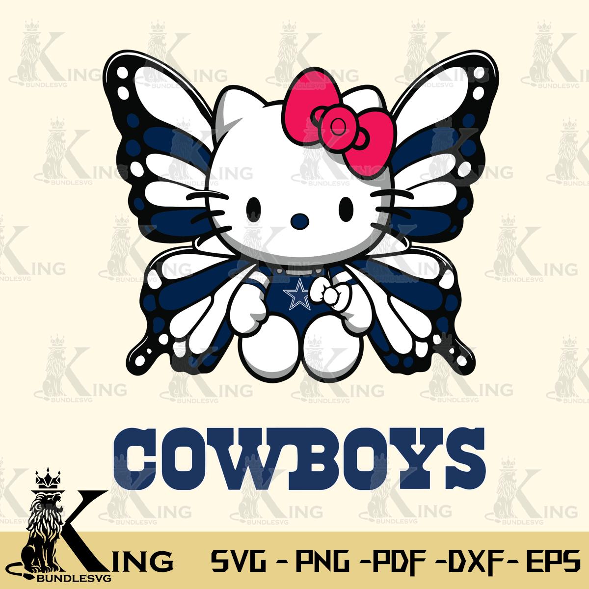 Dallas Cowboys Butterfly Kitty Delight Svg Eps Dxf Png File, Digital Download