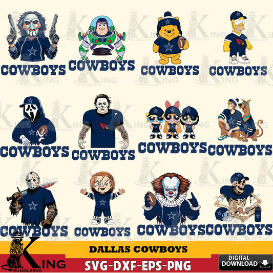 Huge collection of Dallas Cowboys Cartoon Football NFL Bundle digital file for silhouette cameo and cricut projects
