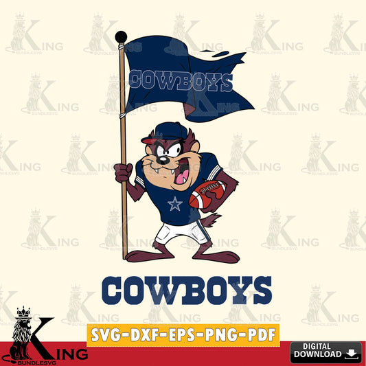 Dallas Cowboys Football Taz Flag Art Cut file  , Digital Download , Instant Download, Looney Tunes svg, Football svg