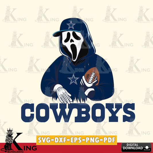 High-quality graphic of a Dallas Cowboys Ghostface Scream football player, versatile clip art for stickers, decals, and mugs.