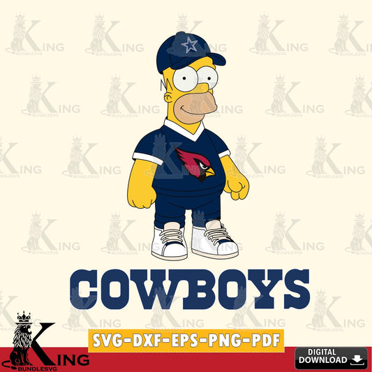 Unique artwork depicting Dallas Cowboys Homer Simpson football, SVG PNG files perfect for Cricut and Silhouette cutting