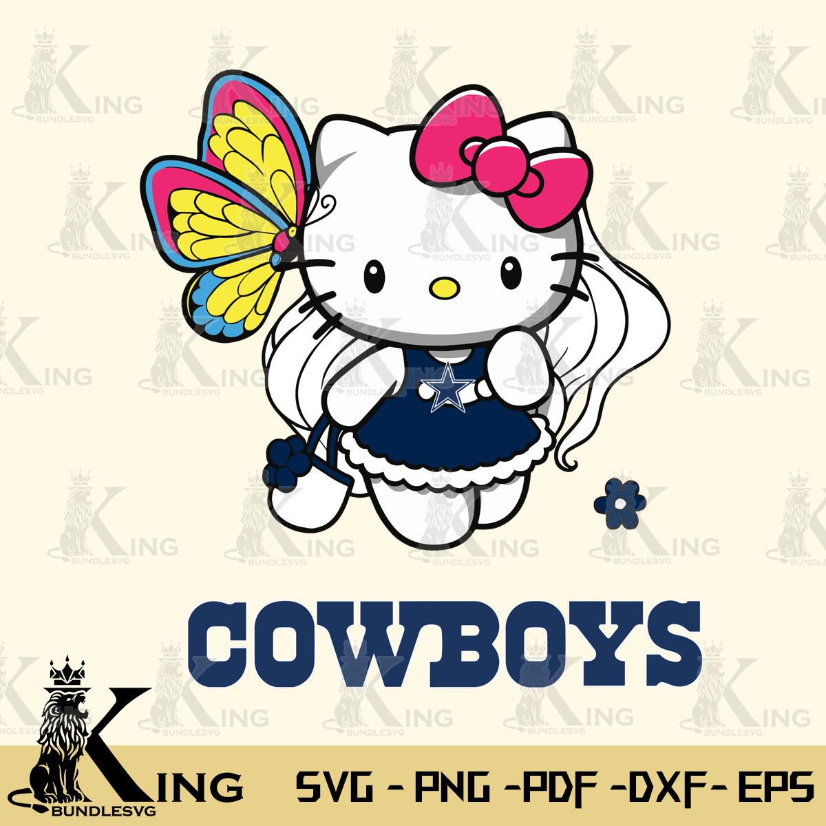 Dallas Cowboys Kitty Cartoon Svg Eps Dxf Png File, Digital Download