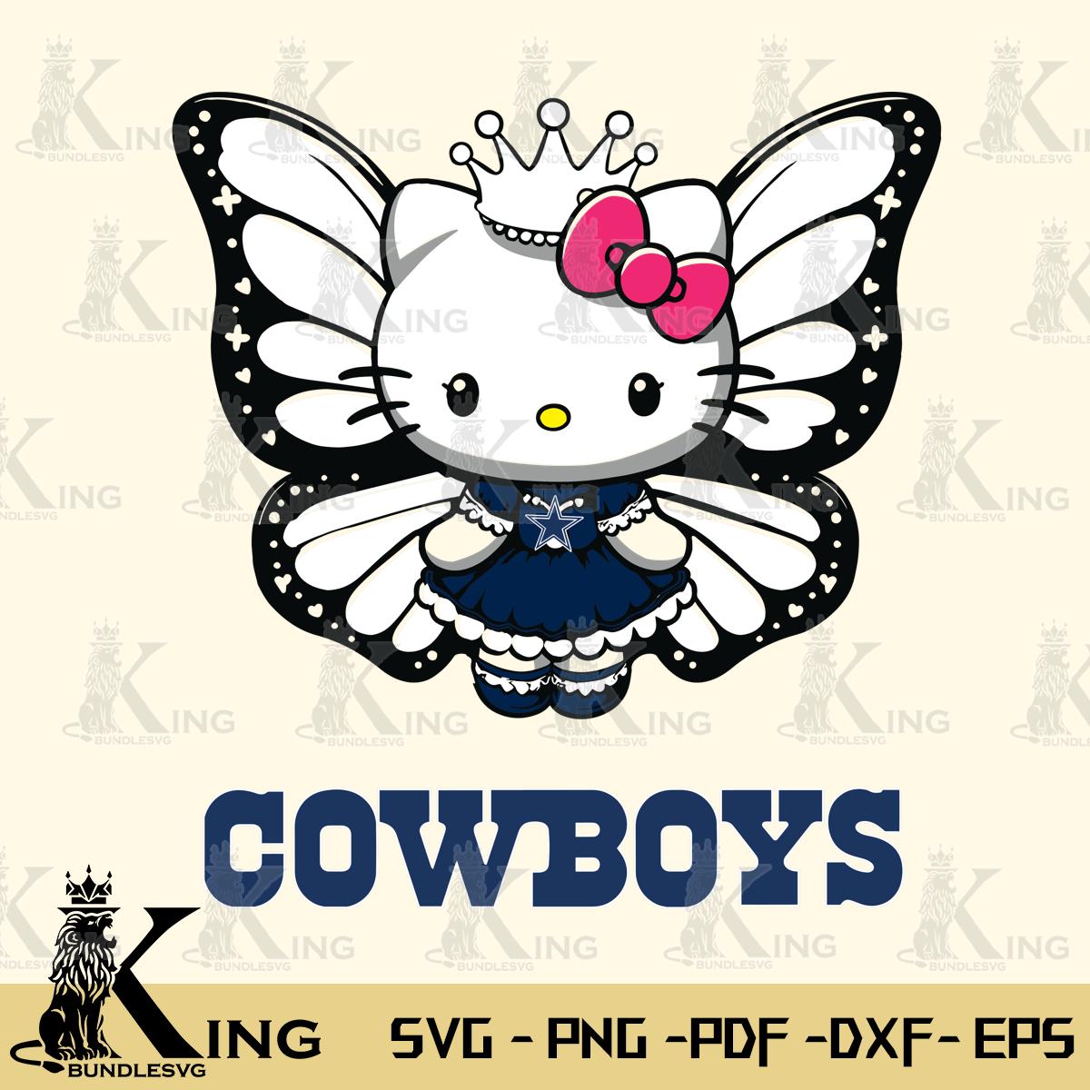 Dallas Cowboys Kitty Wings & Flowers Svg Eps Dxf Png File, Digital Download