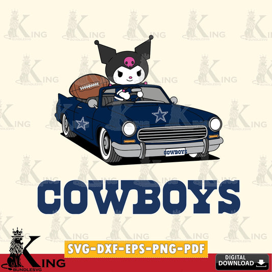 Dallas Cowboys Kuromi Car Football Game SVG file, Cricut, Cut file  , Digital Download , Instant Download, Sanrio svg, Clipart