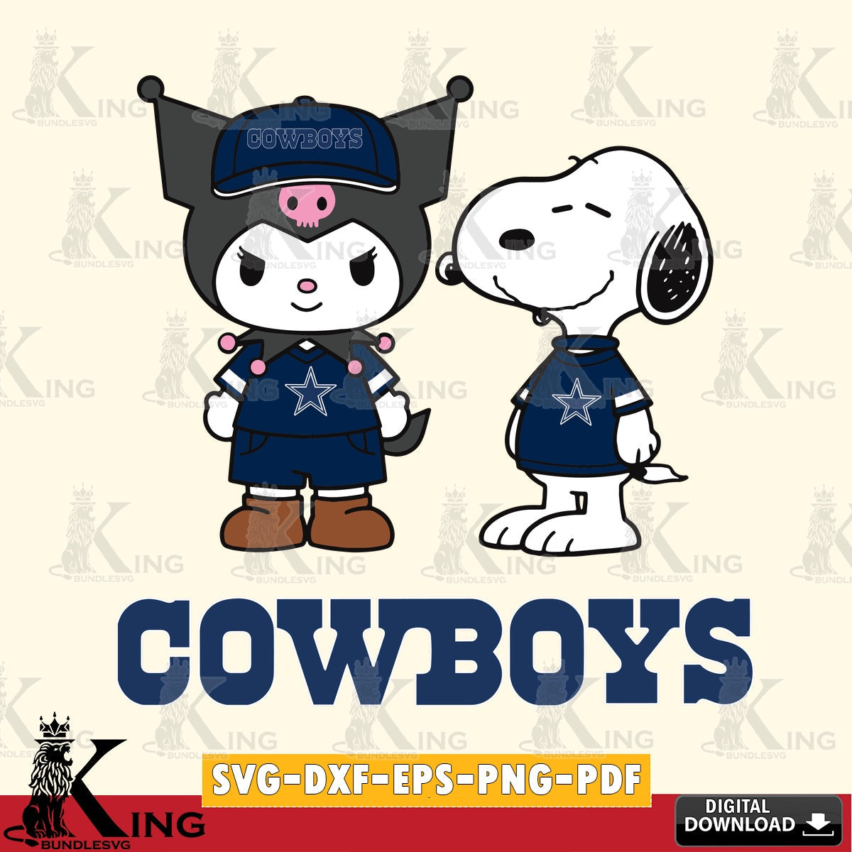 Dallas Cowboys Kuromi Snoopy Football SVG file, Cricut, Cut file  , Digital Download , Instant Download, Sanrio svg, Clipart