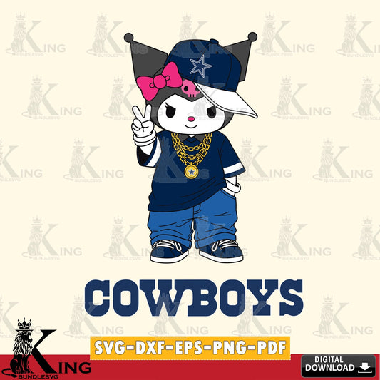 Dallas Cowboys Kuromi Streetwear Style SVG file, Cricut, Cut file  , Digital Download , Instant Download, Sanrio svg, Clipart