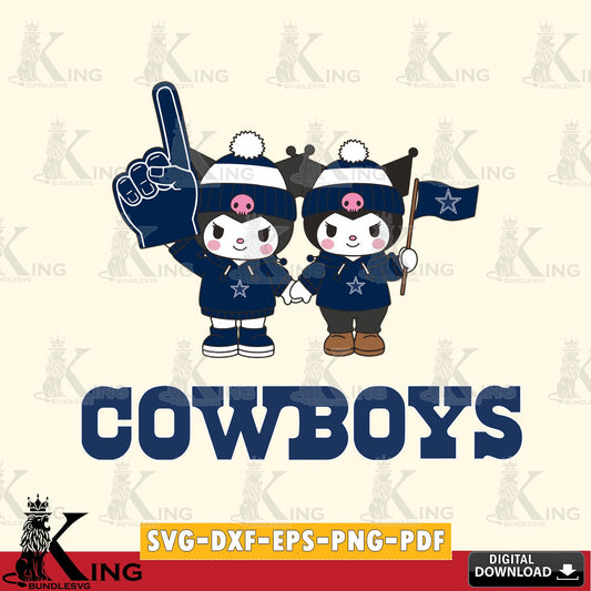 Dallas Cowboys Kuromi rugby Fan SVG file, Cricut, Cut file  , Digital Download , Instant Download, Sanrio svg, Clipart