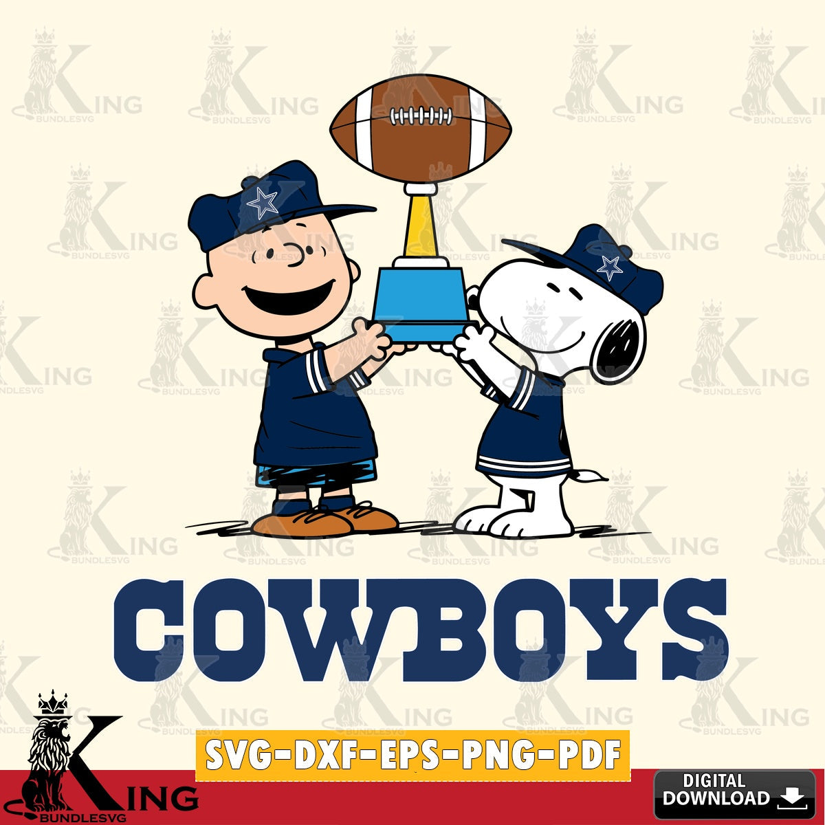 Dallas Cowboys Peanuts Football Trophy Cricut file , Cut file  , Digital Download , PDF File , Instant Download