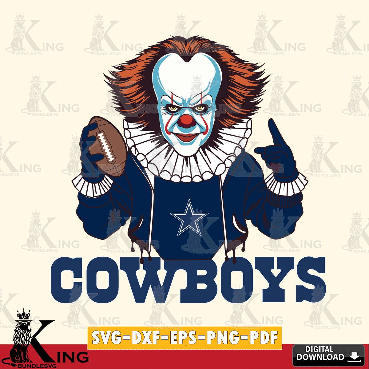Eye-catching graphic of a Dallas Cowboys Pennywise player, a football cut file ideal for vinyl projects and T-shirt printing.