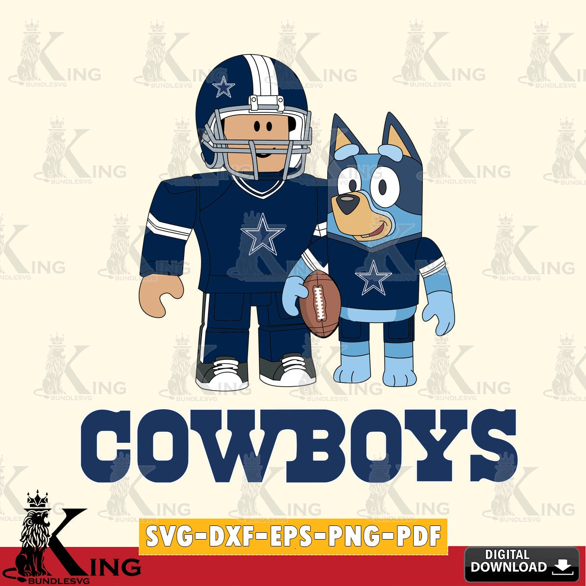 Dallas Cowboys Roblox & Bluey Football SVG file , Cricut, NFL  File cut , Digital Download , PDF File