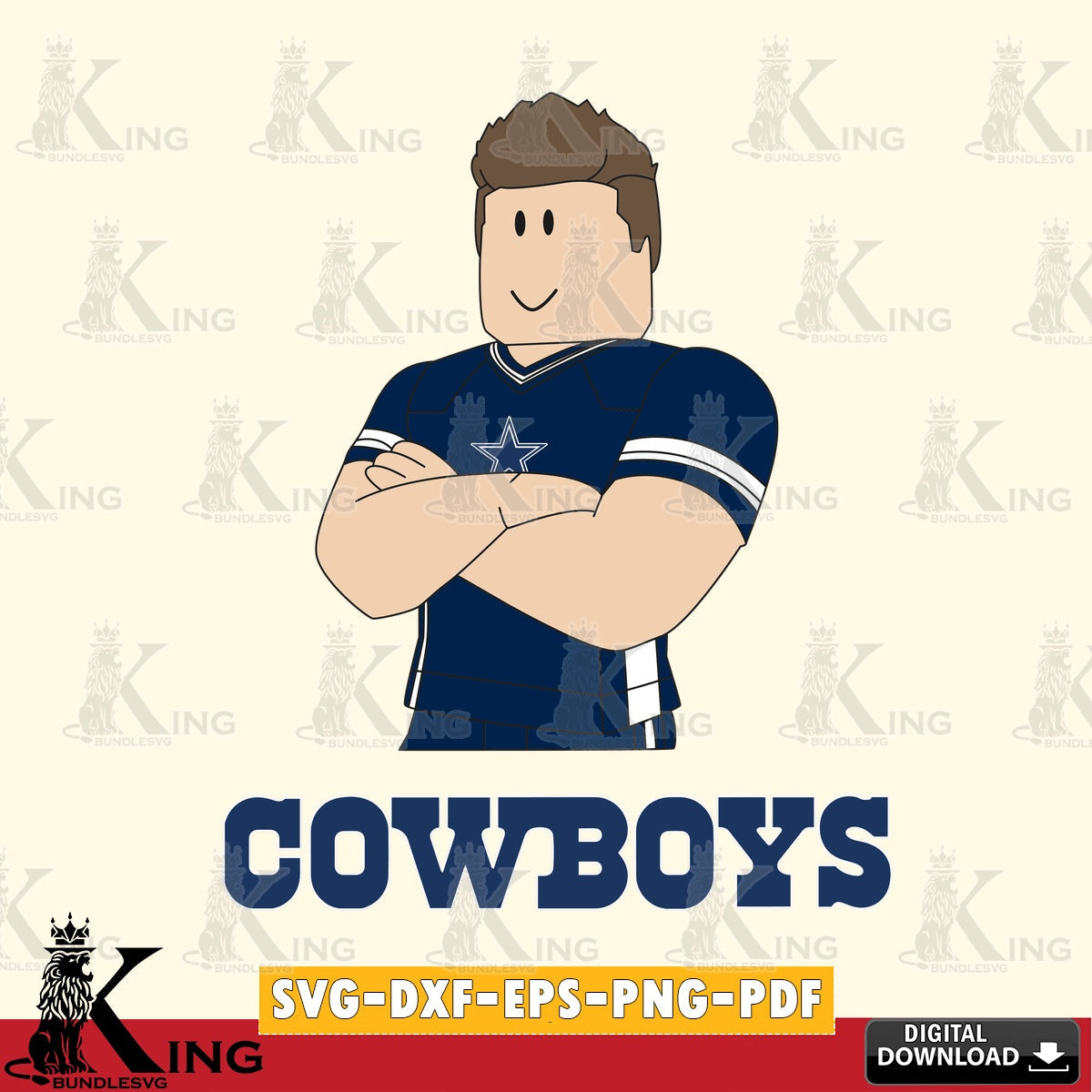 Unique artwork depicting Dallas Cowboys Roblox Football, a cut file ideal for vinyl projects and T-shirt printing