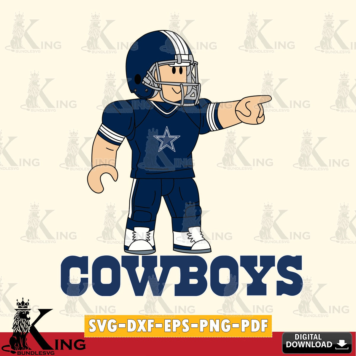 Printable art of Dallas Cowboys Roblox player football, a digital download for Cricut Maker and paper crafts