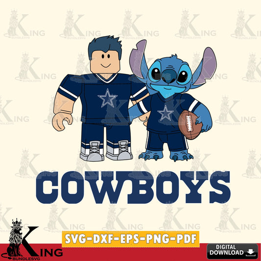 Eye-catching graphic of Dallas Cowboys Roblox Stitch football, digital clipart compatible with laser engraving and cutting