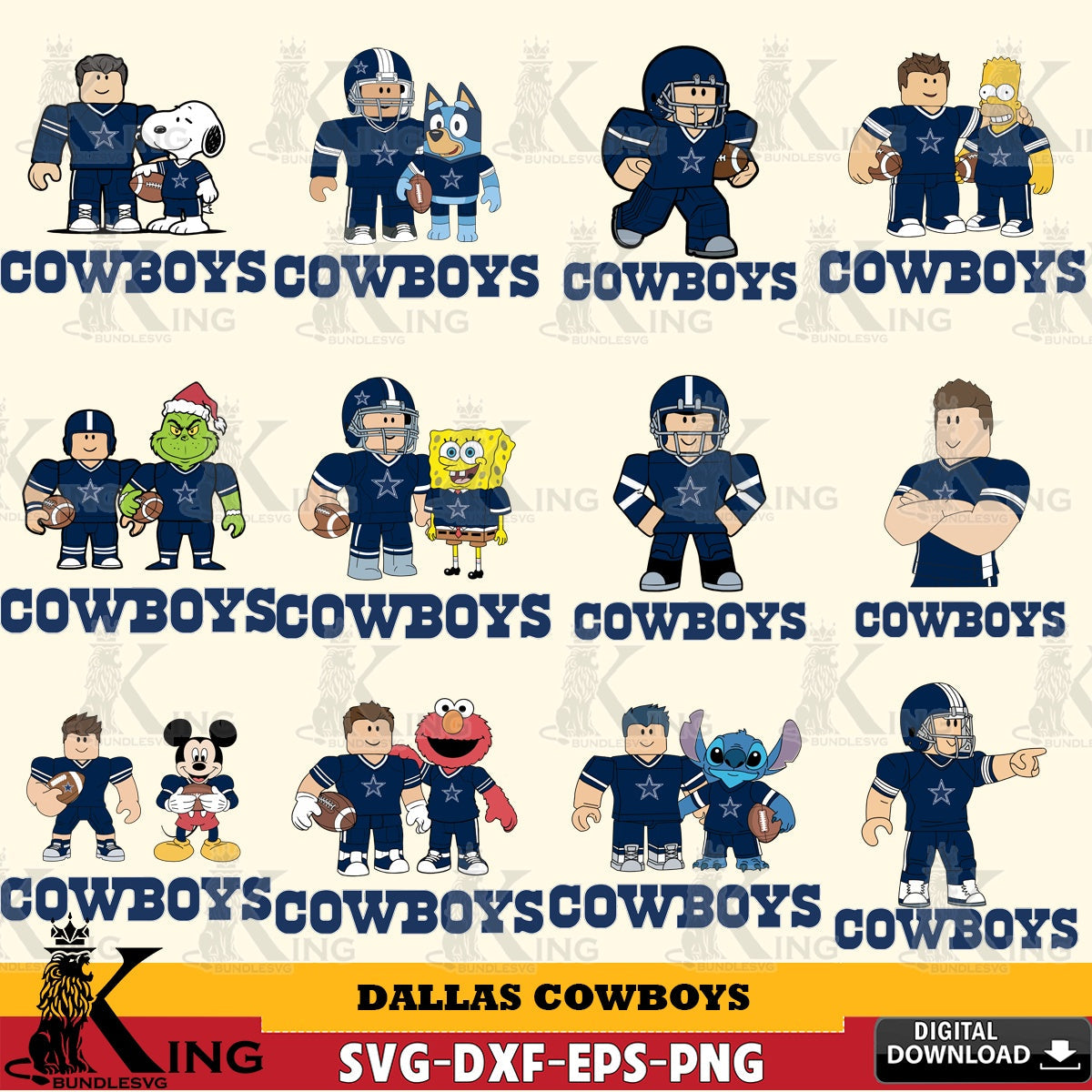 Dallas Cowboys Roblox With Friends football NFL Bundle SVG file , Cricut, NFL  File cut , Digital Download , PDF File