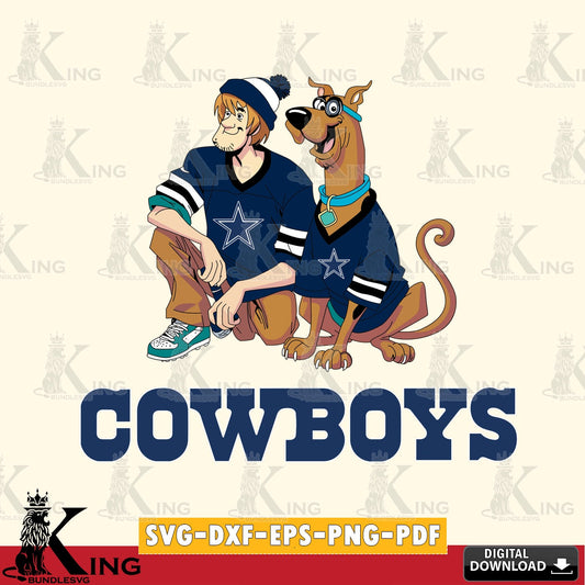 Digital clipart of Dallas Cowboys Shaggy and Scooby Doo football, cut file ideal for vinyl projects and T-shirt printing