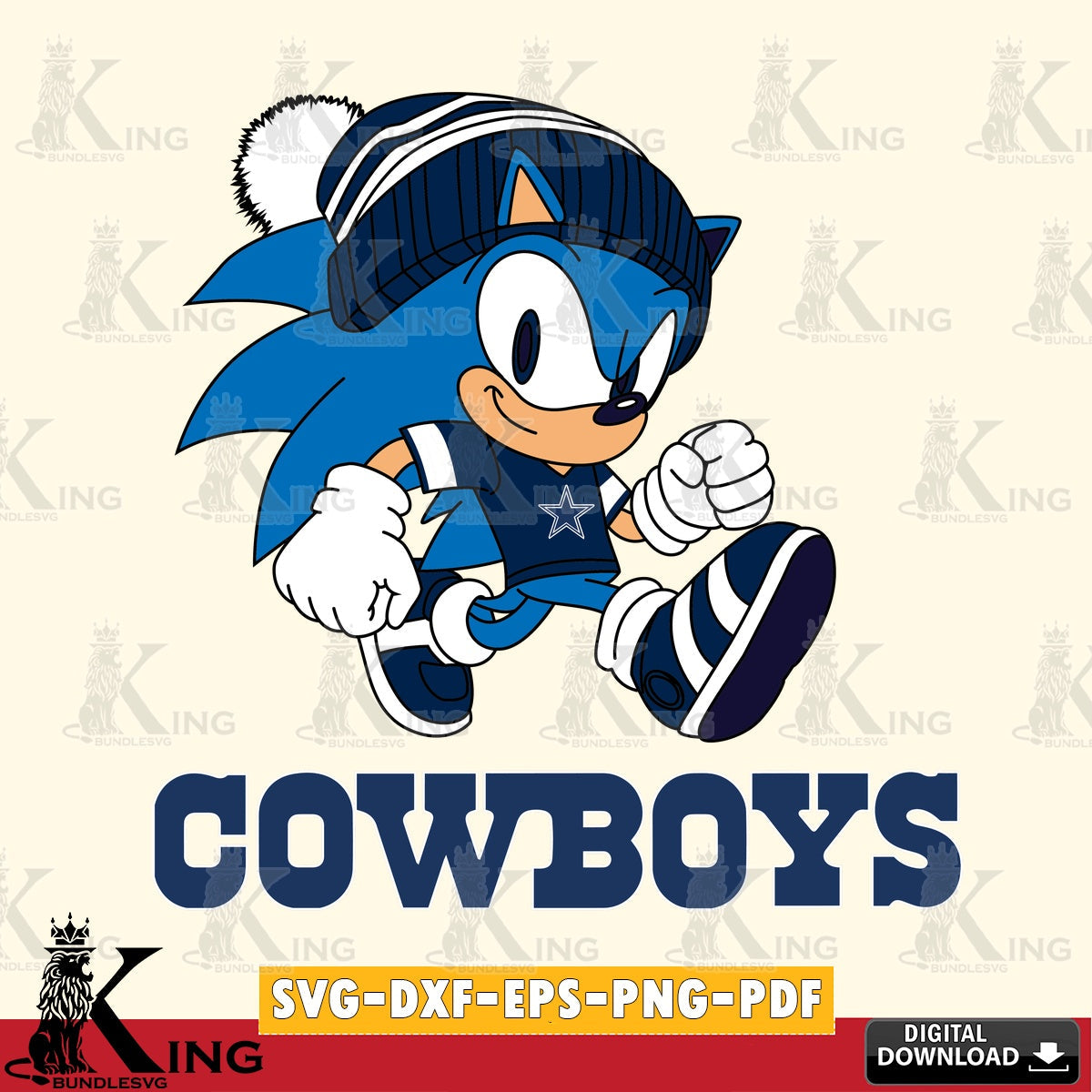 Dallas Cowboys Sonic Football SVG file, Vector , Digital Download , PDF File , Instant Download
