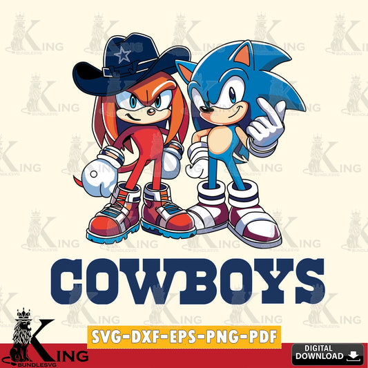 Stylish representation of Dallas Cowboys Sonic & Knuckles Football Mascot vector illustration for POD merchandise and apparel