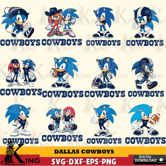 Complete bundle for Dallas Cowboys Sonic & Knuckles NFL Football, versatile clip art for stickers, decals, and mugs