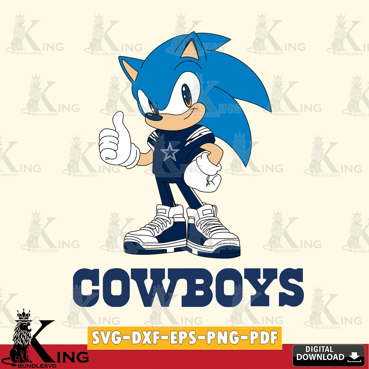 Beautiful illustration of a Dallas Cowboys Sonic like Football printable vector design for sublimation and crafts