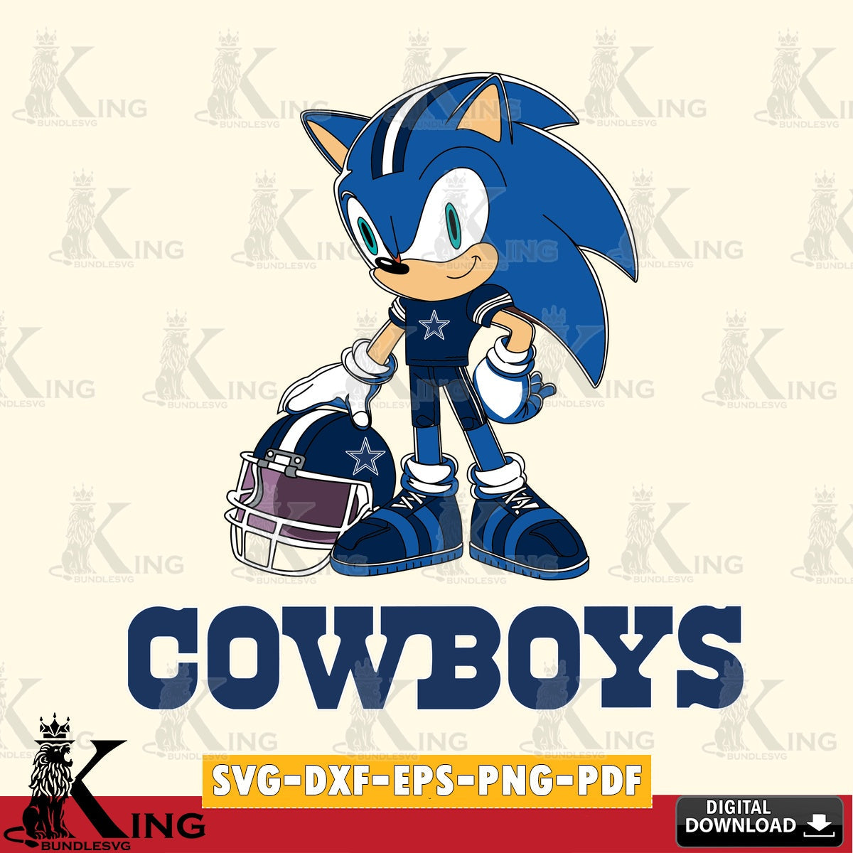 Dallas Cowboys Sonic Player Football SVG file, Vector , Digital Download , PDF File , Instant Download