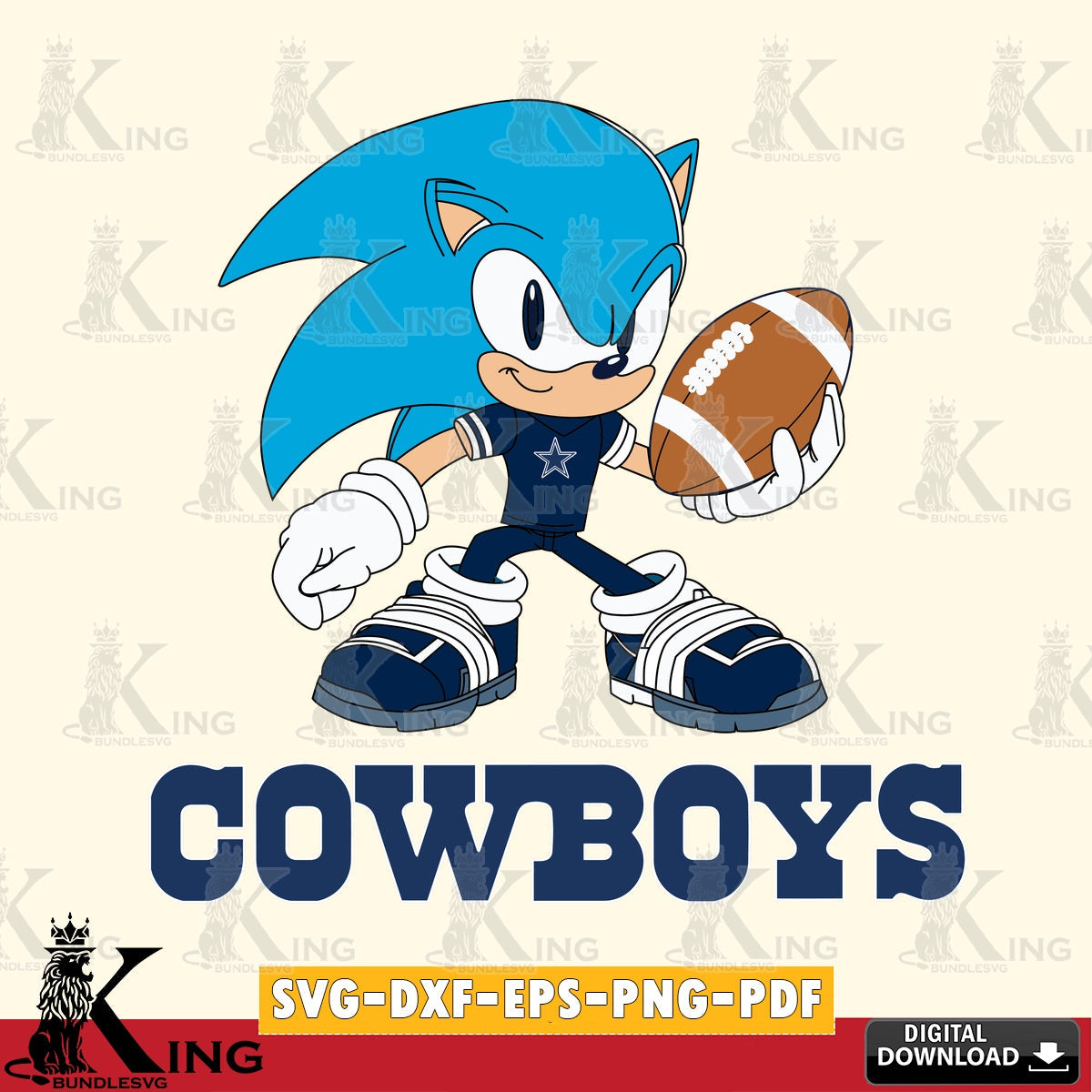 Dallas Cowboys Sonic Rugby SVG file, Vector , Digital Download , PDF File , Instant Download
