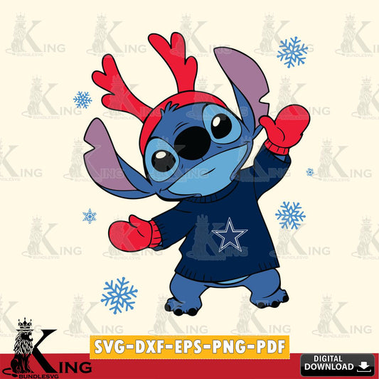 Dallas Cowboys Stitch Santa Christmas SVG, NFL for Cricut, Silhouette, Digital Download , file cut