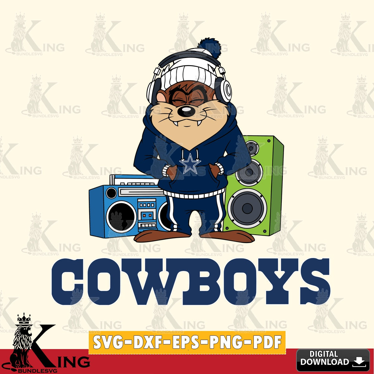 Dallas Cowboys Taz Hip Hop Cut file  , Digital Download , Instant Download, Looney Tunes svg, Football svg