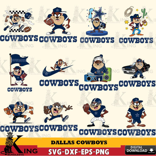 Dallas Cowboys Taz (Looney Tunes) Football NFL Bundle Cut file  , Digital Download , Instant Download, Looney Tunes svg, Football svg