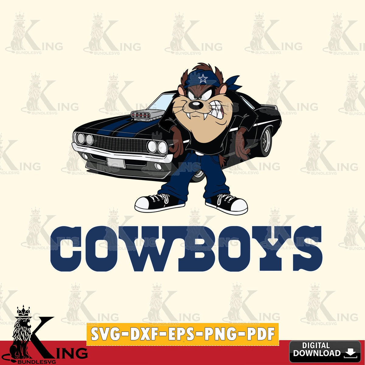 Dallas Cowboys Taz Racing Car Cut file  , Digital Download , Instant Download, Looney Tunes svg, Football svg