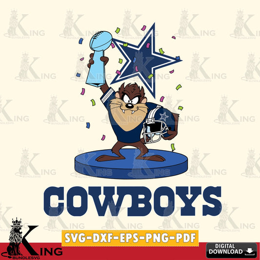 Dallas Cowboys Taz Trophy Podium Cut file  , Digital Download , Instant Download, Looney Tunes svg, Football svg