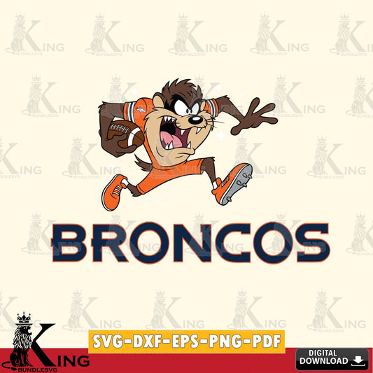 Denver Broncos Angry Taz Football Cut file  , Digital Download , Instant Download, Looney Tunes svg, Football svg