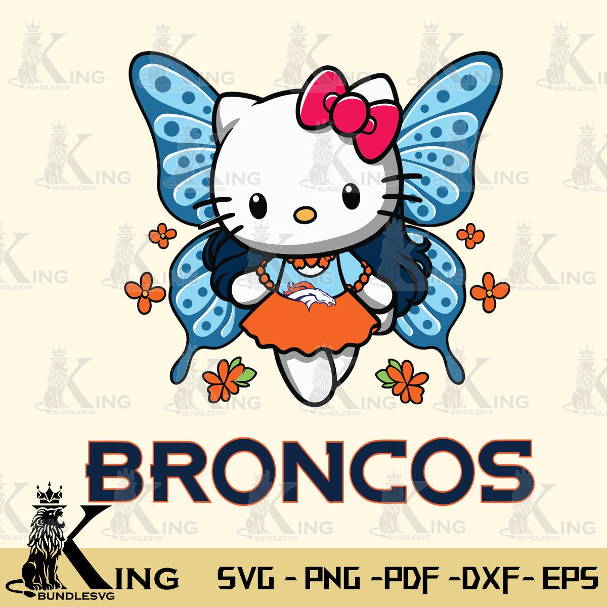 Denver Broncos Butterfly Kitty Charm Svg Eps Dxf Png File, Digital Download