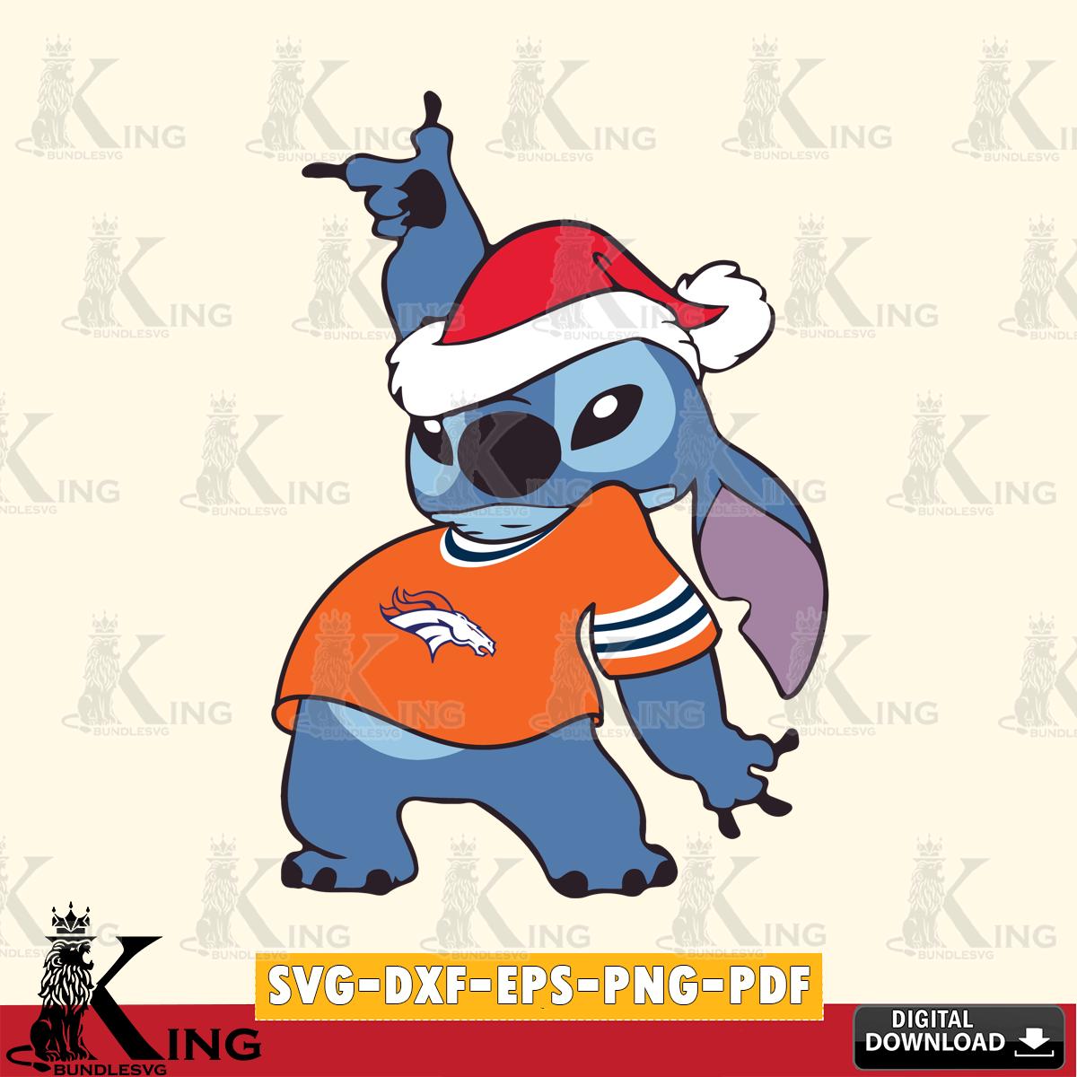 Denver Broncos Disney Lilo & Stitch Christmas SVG, NFL for Cricut, Silhouette, Digital Download , file cut