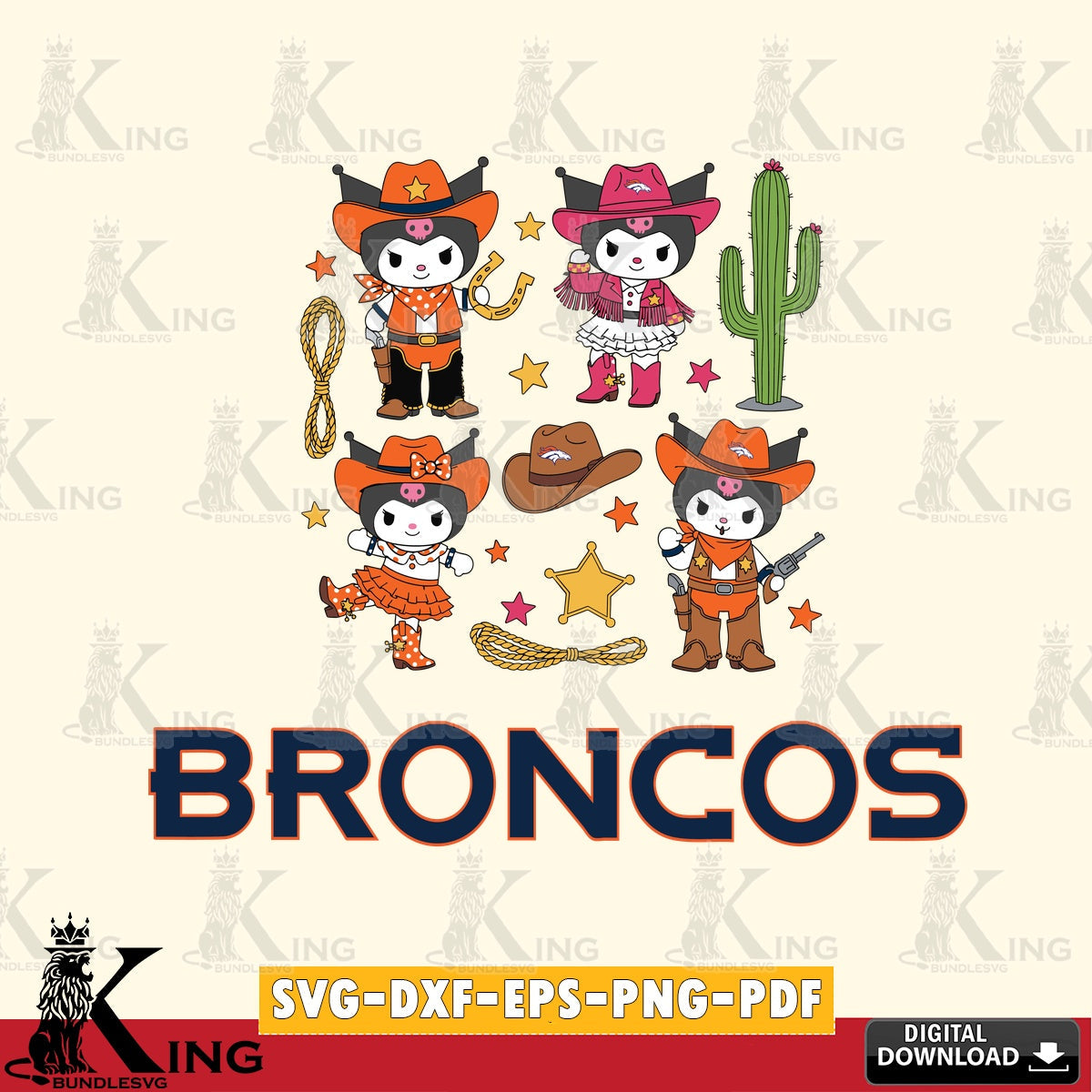 Denver Broncos Kuromi Cowboy Western SVG file, Cricut, Cut file  , Digital Download , Instant Download, Sanrio svg, Clipart