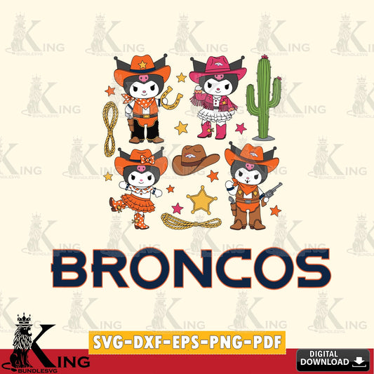 Denver Broncos Kuromi Cowboy Western SVG file, Cricut, Cut file  , Digital Download , Instant Download, Sanrio svg, Clipart