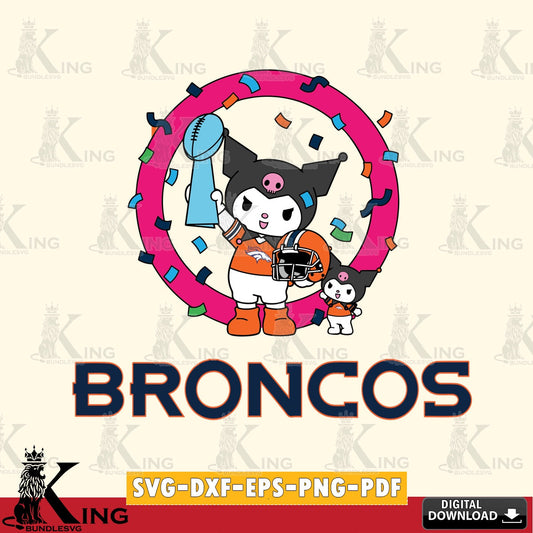 Denver Broncos Kuromi Football Champion SVG file, Cricut, Cut file  , Digital Download , Instant Download, Sanrio svg, Clipart