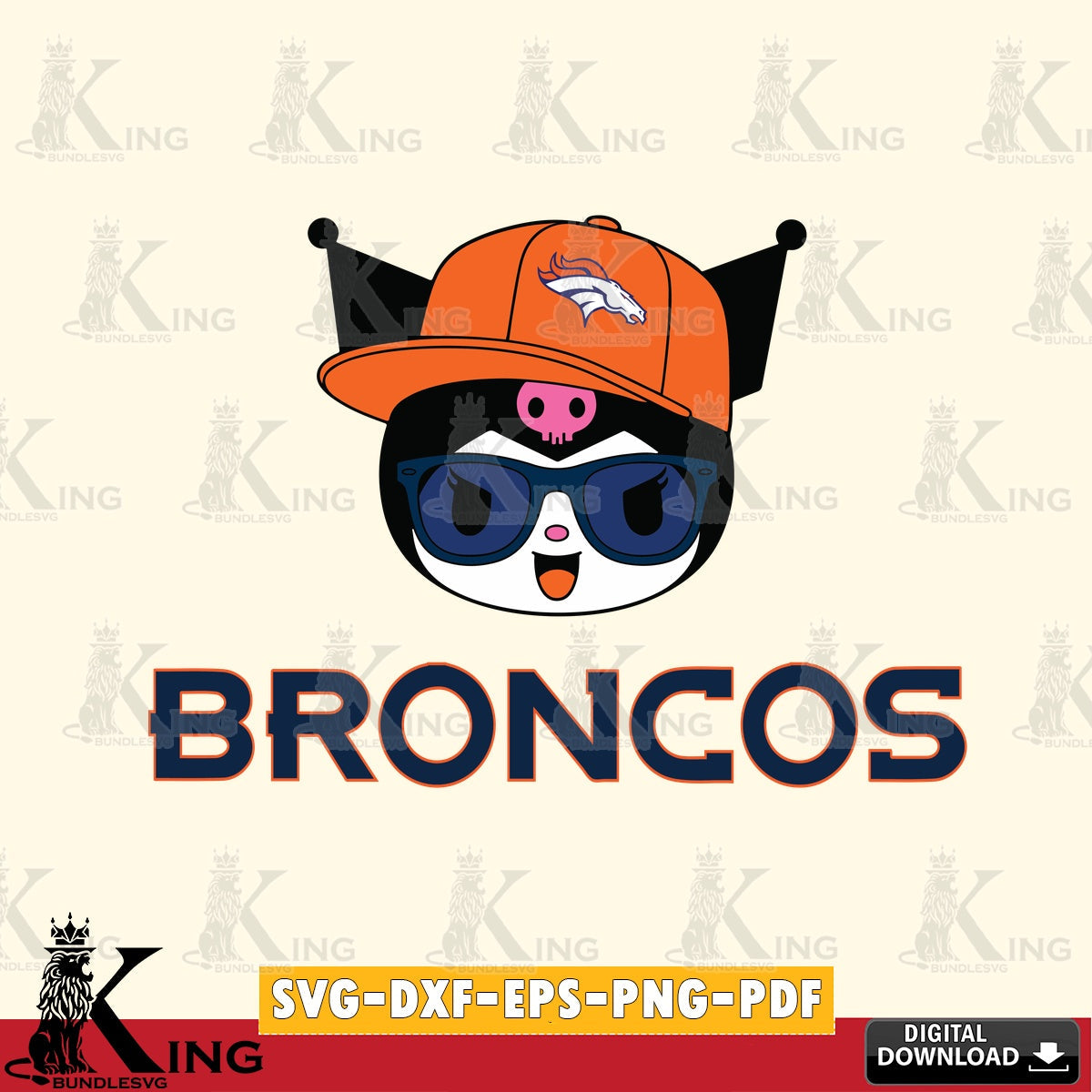 Denver Broncos Kuromi Football Cool SVG file, Cricut, Cut file  , Digital Download , Instant Download, Sanrio svg, Clipart