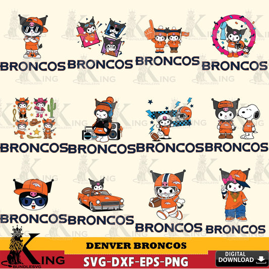 Denver Broncos Kuromi Football Jersey NFL Bundle SVG file, Cricut, Cut file  , Digital Download , Instant Download, Sanrio svg, Clipart