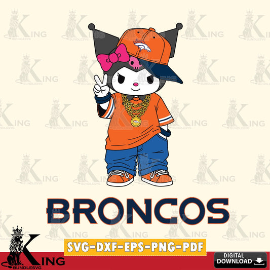 Denver Broncos Kuromi Streetwear Style SVG file, Cricut, Cut file  , Digital Download , Instant Download, Sanrio svg, Clipart