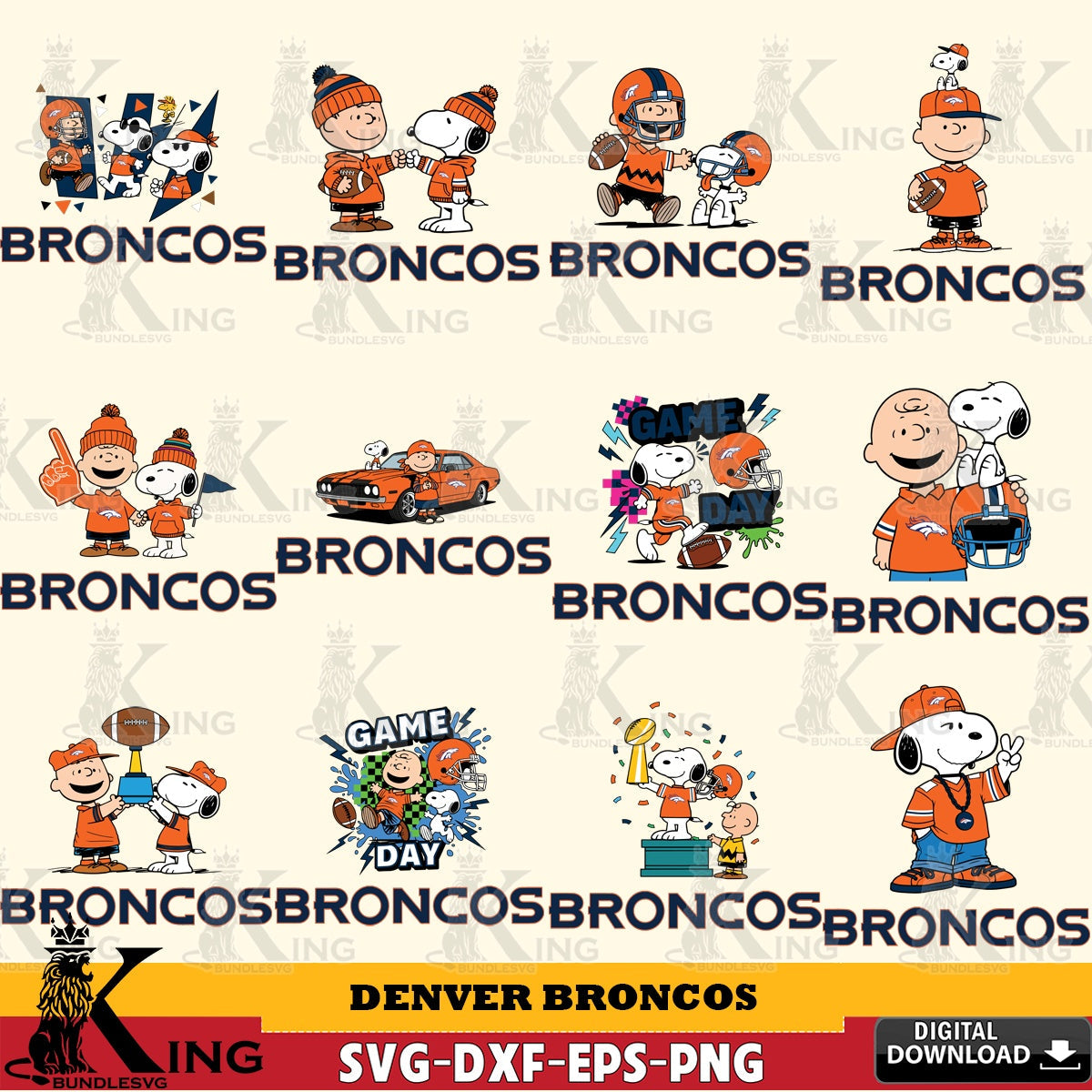 Denver Broncos Peanuts Play Football NFL Bundle Cricut file , Cut file  , Digital Download , PDF File , Instant Download