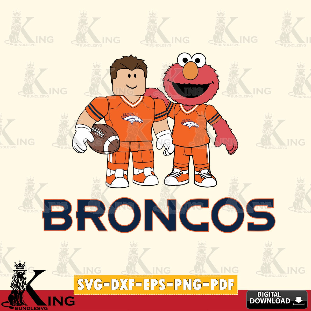 Denver Broncos Roblox & Elmo Football SVG file , Cricut, NFL  File cut , Digital Download , PDF File