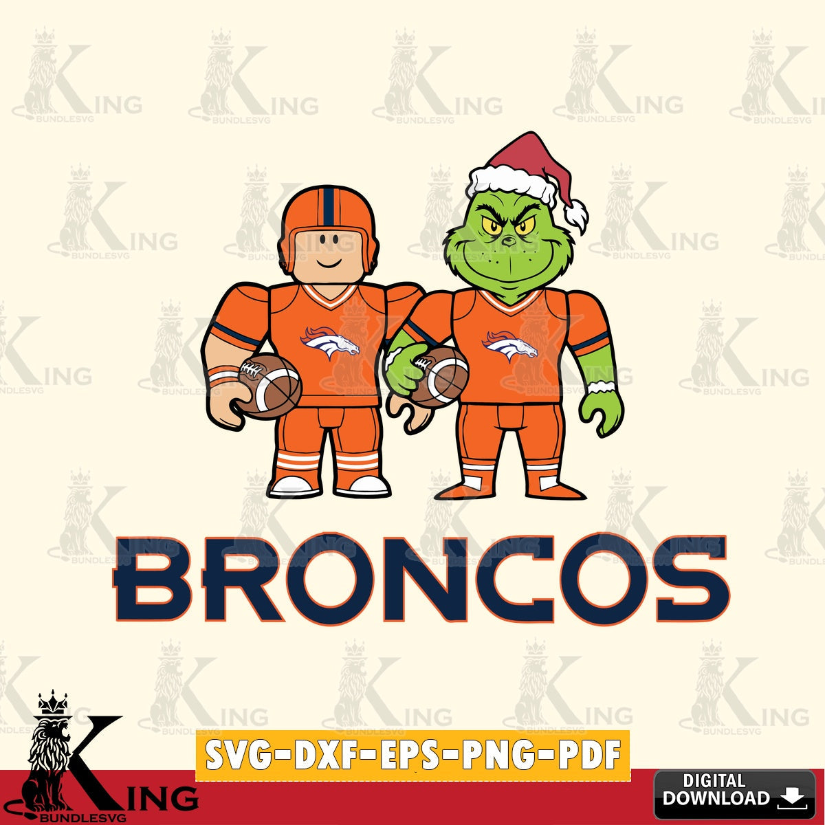 Denver Broncos Roblox & Grinch Football SVG file , Cricut, NFL  File cut , Digital Download , PDF File
