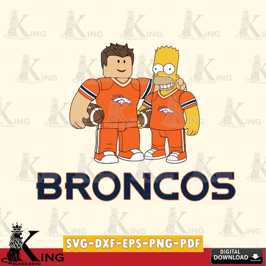 Denver Broncos Roblox & Homer Simpson Football SVG file , Cricut, NFL  File cut , Digital Download , PDF File