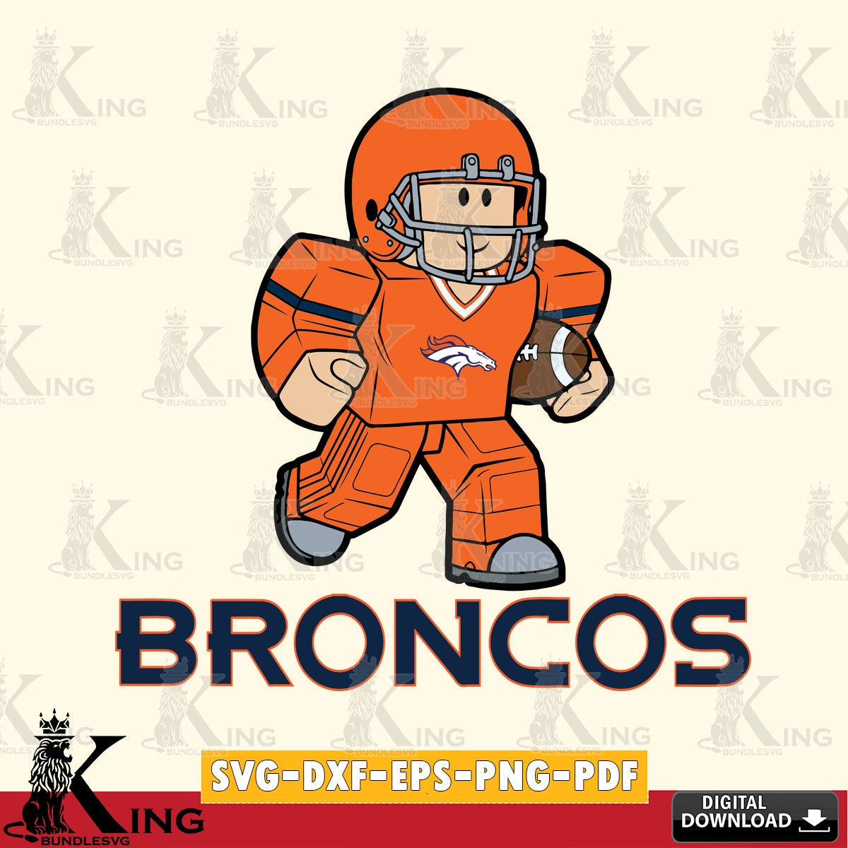 Denver Broncos Roblox Player Rugby SVG file , Cricut, NFL  File cut , Digital Download , PDF File
