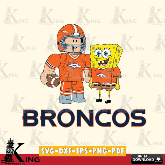 Denver Broncos Roblox & Spongebob Football SVG file , Cricut, NFL  File cut , Digital Download , PDF File