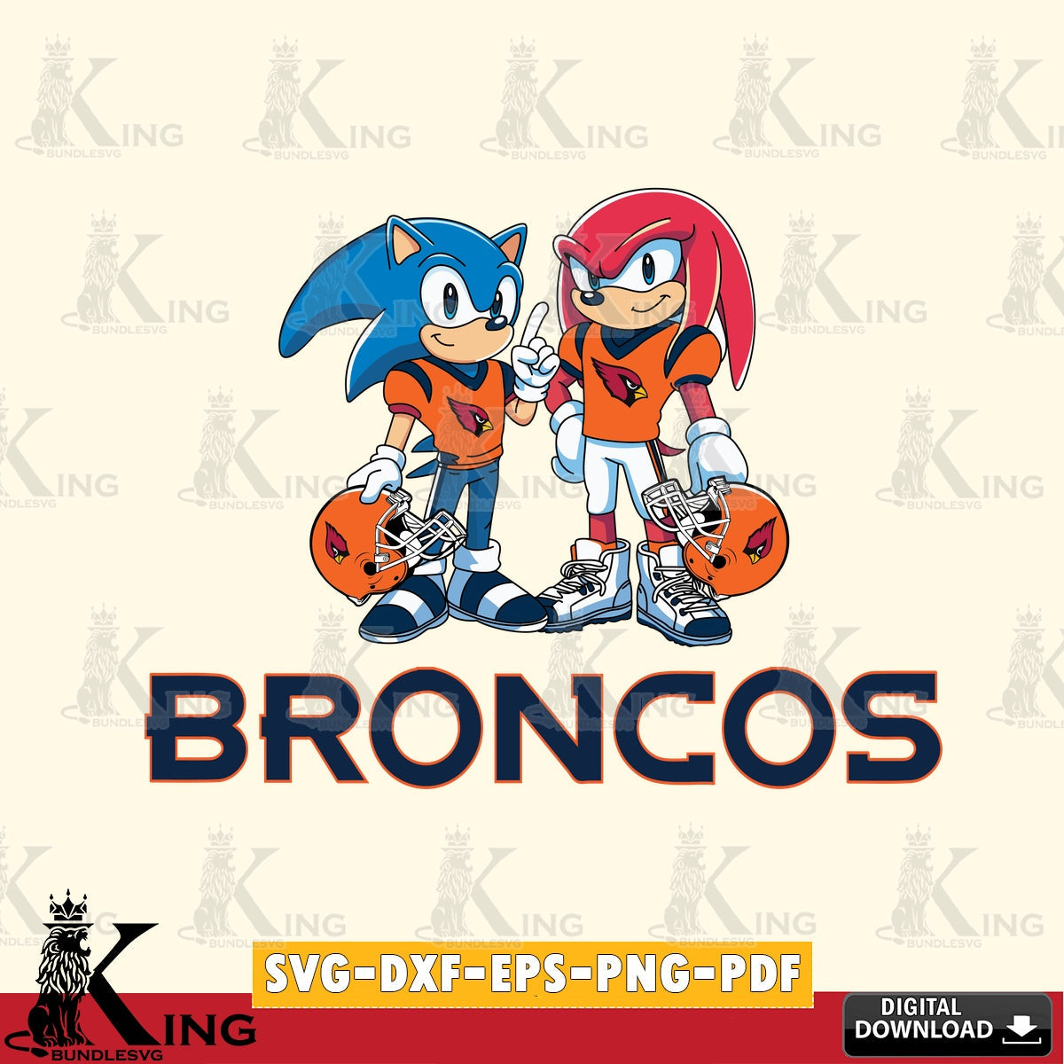 Digital clipart of Denver Broncos Sonic And Knuckles Football, digital download for Cricut Maker and paper crafts
